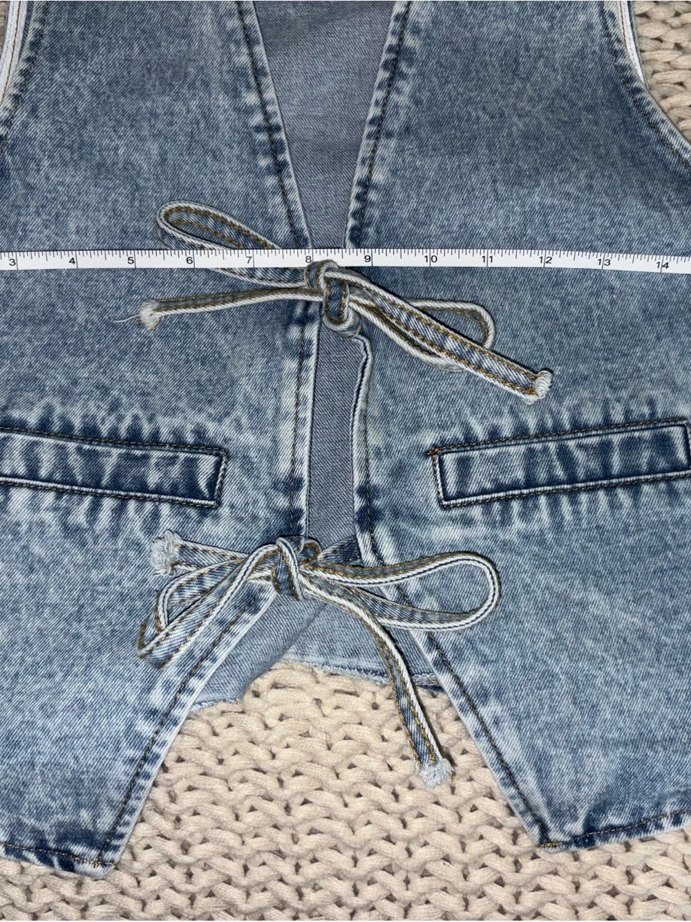 Light Wash Denim Tie-Front Vest - Women's Blue - Picture 3 of 7